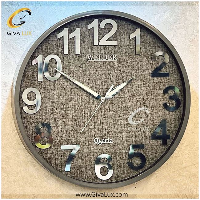 ساعت دیواری اورجینال ولدر PVC طوسی| کد رفرنس 5012