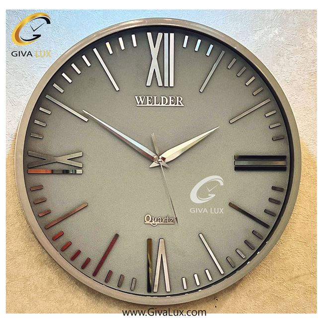 ساعت دیواری اورجینال ولدر PVC نقره ای| کد رفرنس 5015