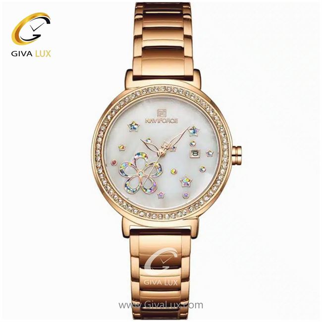 ساعت مچی اورجینال زنانه ناوی فورس|Naviforce|نوی فورس|نیوی فورس رزگلد | رزگلد| سفید| کد رفرنس NF5016L