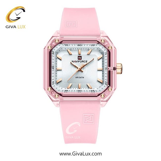 ساعت مچی اورجینال زنانه ناوی فورس|Naviforce|نوی فورس|نیوی فورس صورتی | صورتی| سفید| کد رفرنس NF7106 P/W/P