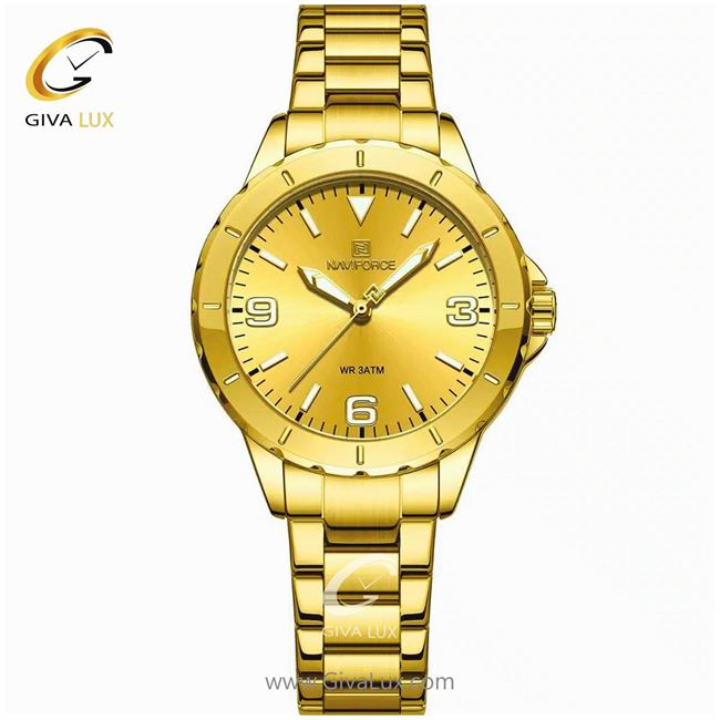 ساعت مچی اورجینال زنانه ناوی فورس|Naviforce|نوی فورس|نیوی فورس طلایی | طلایی| طلایی| کد رفرنس NF5022