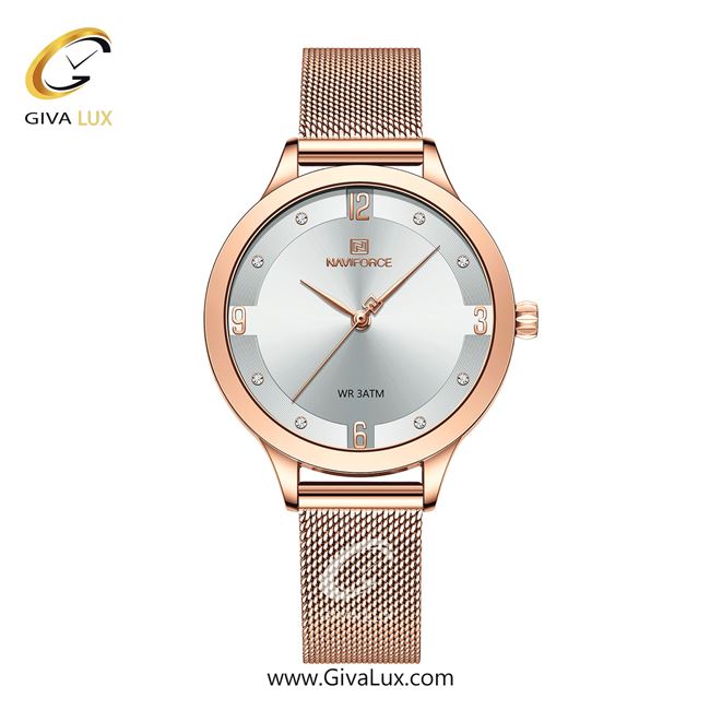 ساعت مچی اورجینال زنانه ناوی فورس|Naviforce|نوی فورس|نیوی فورس رزگلد | رزگلد| نقره ای| کد رفرنس NF5023