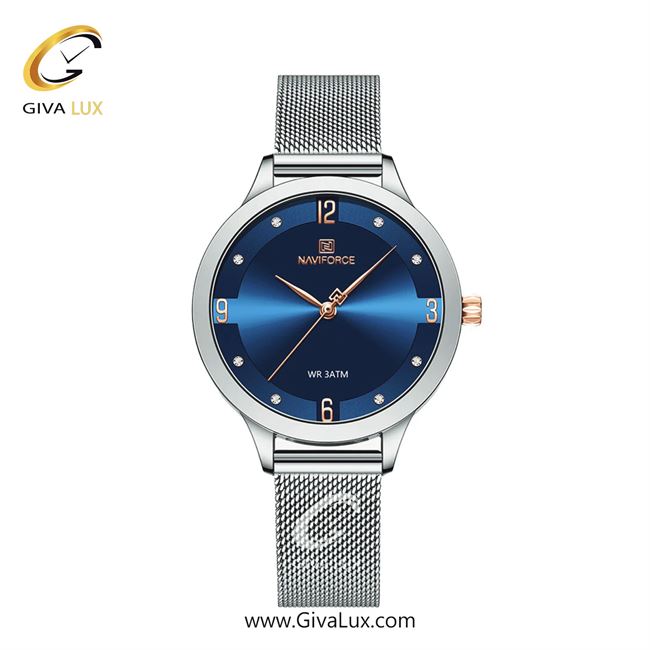 ساعت مچی اورجینال زنانه ناوی فورس|Naviforce|نوی فورس|نیوی فورس نقره ای | نقره ای| سرمه ای| کد رفرنس NF5023