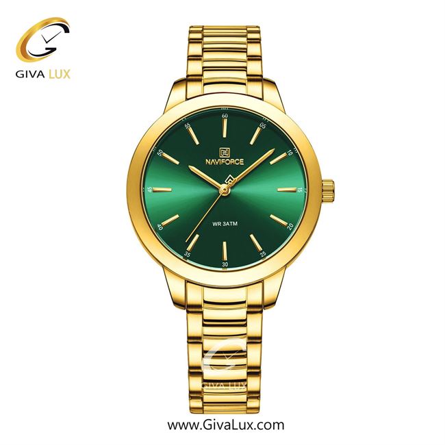 ساعت مچی اورجینال زنانه ناوی فورس|Naviforce|نوی فورس|نیوی فورس طلایی | طلایی| سبز| کد رفرنس NF5025