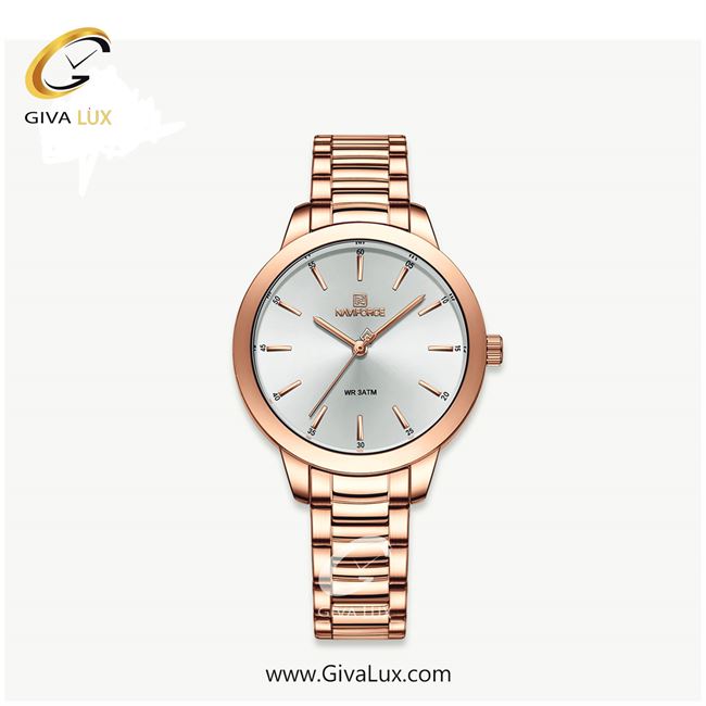 ساعت مچی اورجینال زنانه ناوی فورس|Naviforce|نوی فورس|نیوی فورس رزگلد | رزگلد| نقره ای| کد رفرنس NF5025