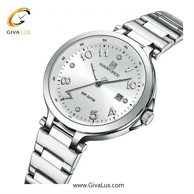 ساعت مچی اورجینال زنانه ناوی فورس|Naviforce|نوی فورس|نیوی فورس نقره ای | نقره ای| سفید| کد رفرنس NF5033