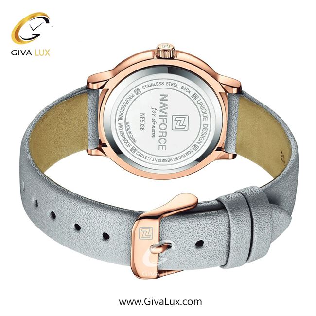 ساعت مچی زنانه بند چرمی دورنگین ناوی فورس (نیوی فورس) NF5036RG/W/GY 5036S.jpg