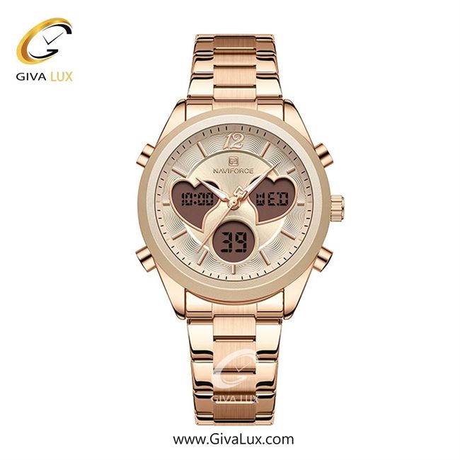 ساعت مچی اورجینال زنانه ناوی فورس|Naviforce|نوی فورس|نیوی فورس دو زمانه رزگلد | رزگلد| رزگلد| کد رفرنس NF5045S RG/RG/RG