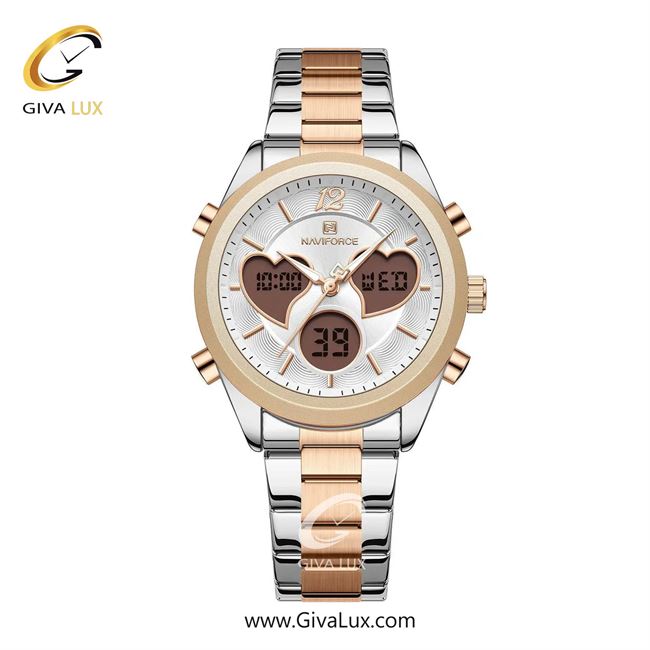ساعت مچی اورجینال زنانه ناوی فورس|Naviforce|نوی فورس|نیوی فورس دو زمانه رزگلد | رزگلد-نقره ای| نقره ای| کد رفرنس NF5045S S/W/RG