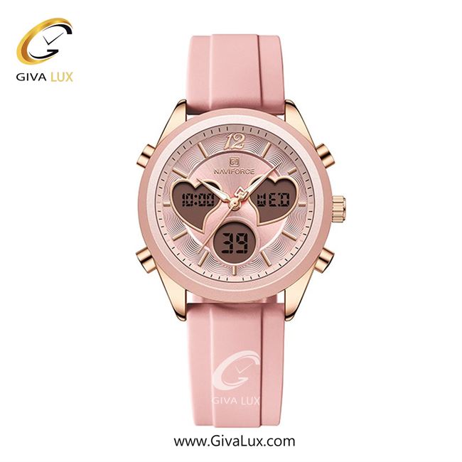 ساعت مچی اورجینال زنانه ناوی فورس|Naviforce|نوی فورس|نیوی فورس دو زمانه صورتی-رزگلد | صورتی| صورتی| کد رفرنس NF5045T RG/P/P