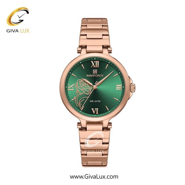 ساعت مچی اورجینال زنانه ناوی فورس|Naviforce|نوی فورس|نیوی فورس رزگلد | رزگلد| سبز یشمی تیره| کد رفرنس NF5060 RG/GN