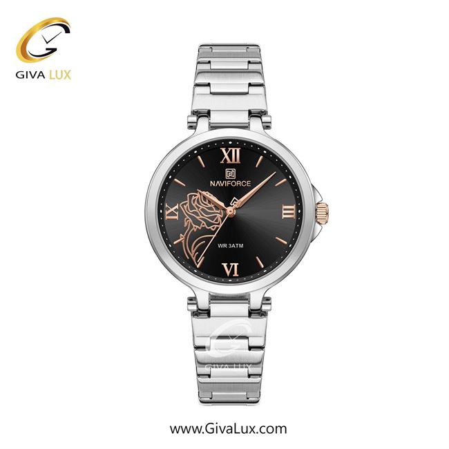 ساعت مچی اورجینال زنانه ناوی فورس|Naviforce|نوی فورس|نیوی فورس نقره ای | نقره ای| مشکی| کد رفرنس NF5060 S/B