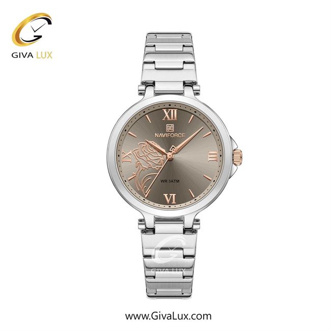 ساعت مچی اورجینال زنانه ناوی فورس|Naviforce|نوی فورس|نیوی فورس نقره ای | نقره ای| خاکی| کد رفرنس NF5060 S/GY