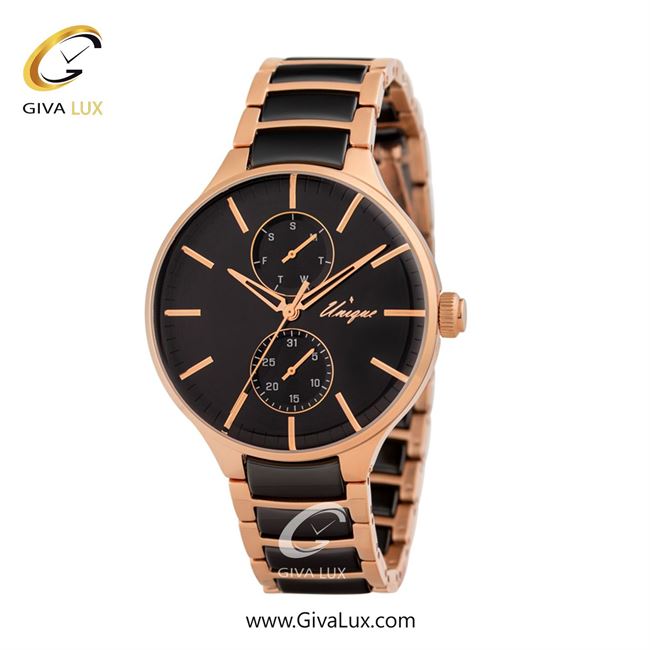 ساعت مچی اورجینال مردانه یونیک سه موتوره فول تایم رزگلد | رزگلد-مشکی| مشکی| کد رفرنس S519