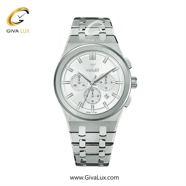 ساعت مچی اورجینال مردانه ویولت VIOLET سه موتوره کرنوگراف نقره ای | نقره ای| سفید| کد رفرنس 0602