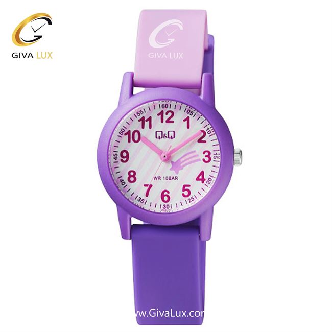 ساعت مچی اورجینال کیو اند کیو بچه گانه بنفش | صورتی | سفید | کد رفرنس VS49J004Y
