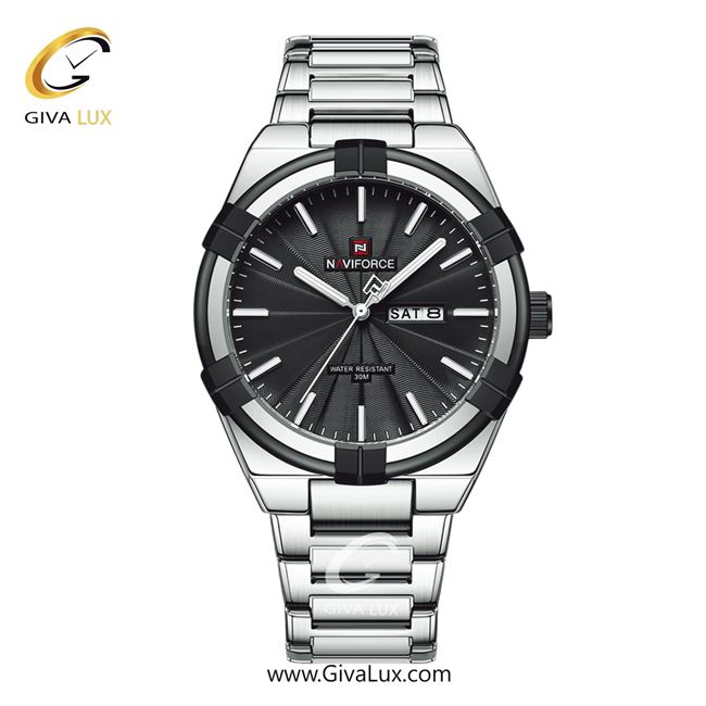 ساعت مچی اورجینال مردانه ناوی فورس|Naviforce|نوی فورس|نیوی فورس مشکی-نقره ای | نقره ای| مشکی| کد رفرنس NF9218