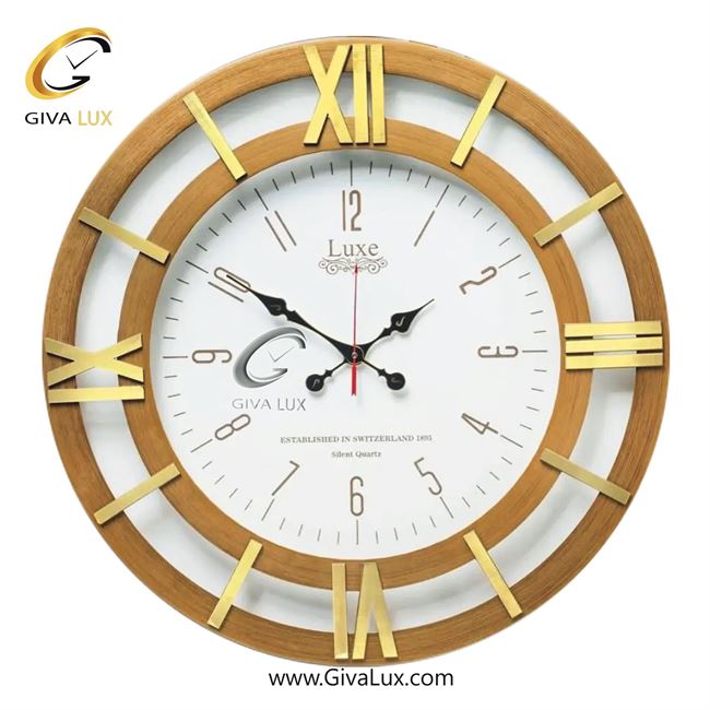 ساعت دیواری چوب لوکس عرض قاب 60 سانتیمتر  | کرم | کد رفرنس 501