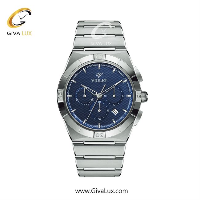 ساعت مچی اورجینال مردانه ویولت VIOLET سه موتوره کرنوگراف نقره ای | نقره ای| آبی| کد رفرنس 0614