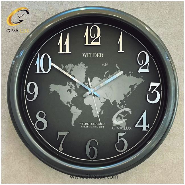 ساعت دیواری اورجینال ولدر PVC طوسی| کد رفرنس 545
