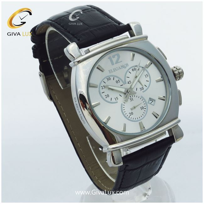 ساعت مردانه سه موتوره الگانس بندچرمی