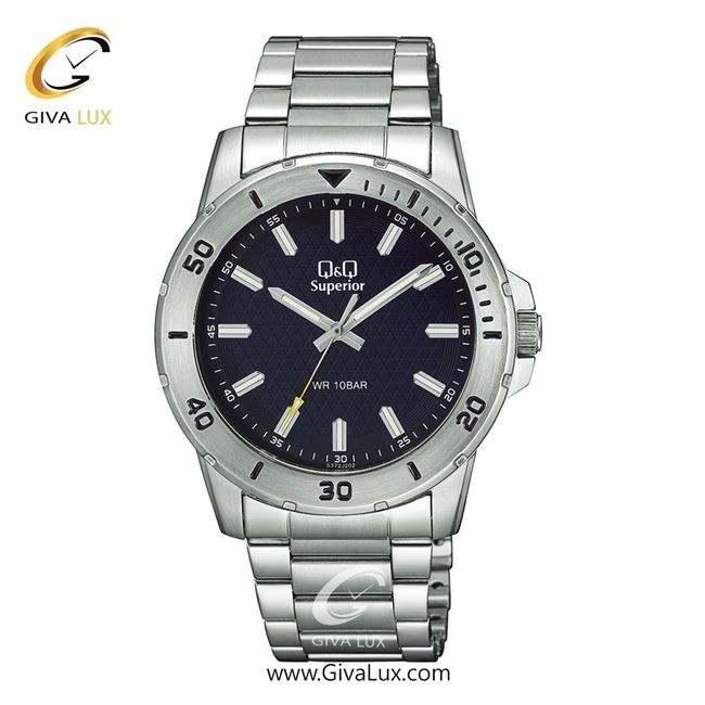 ساعت مچی اورجینال مردانه کیو اند کیو Q&Q نقره ای | نقره ای| سرمه ای| کد رفرنس S372J202Y