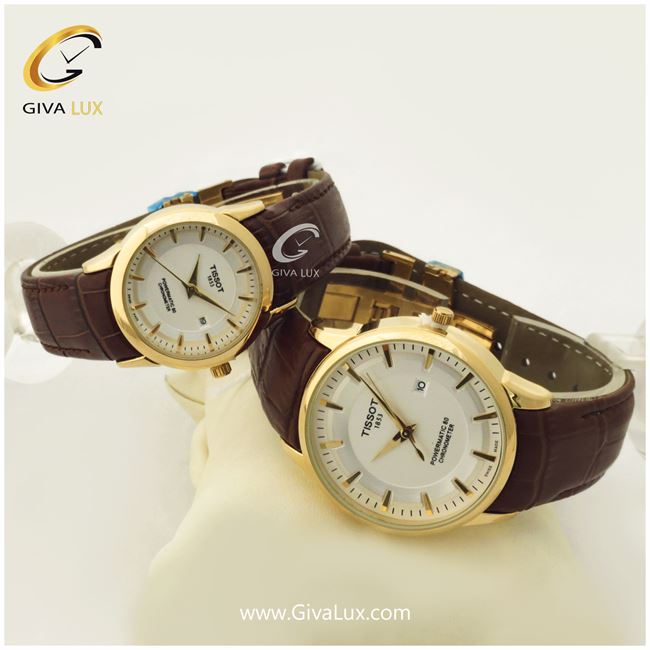 ست ساعت مردانه و زنانه بندچرمی تیسوت 