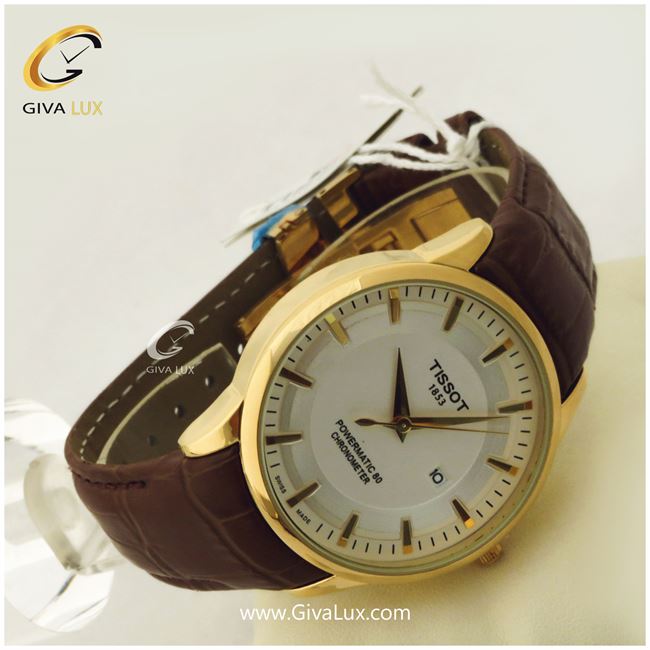 ساعت مردانه بندچرمی قهوه ای تیسوت 