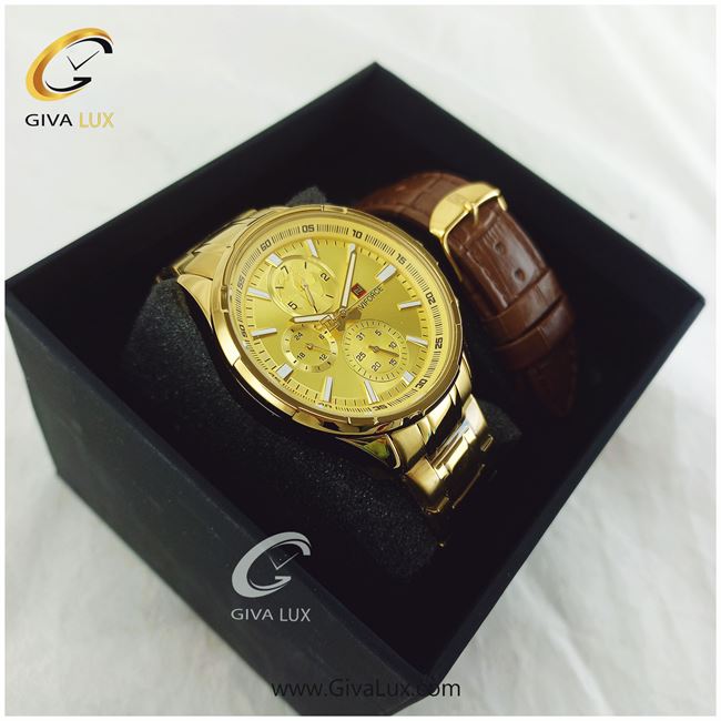 پک ساعت مچی مردانه استیل فول تایم ناوی فورس با بند اضافه مدل NF9089M