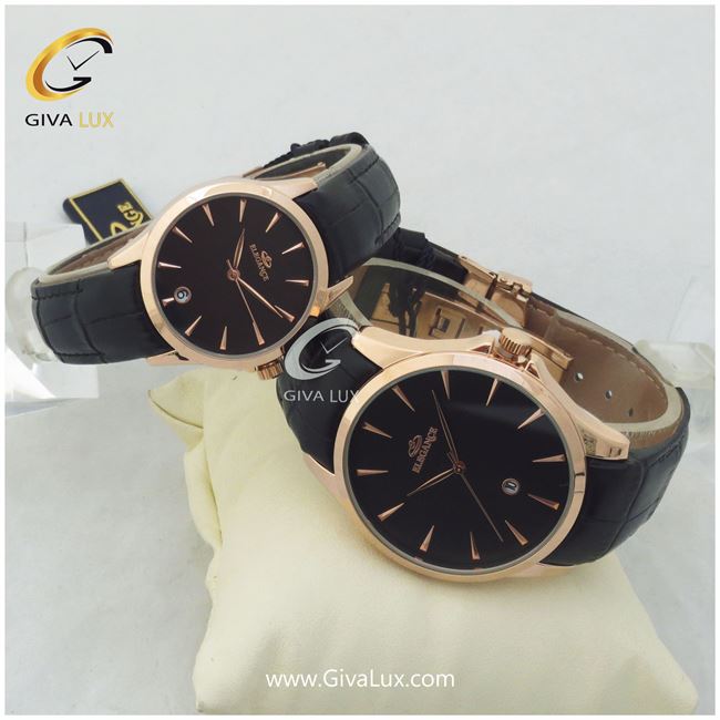 ساعت ست بند چرمی مشکی الگانس