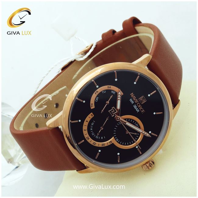 ساعت مچی اورجینال مردانه ناوی فورس|Naviforce|نوی فورس|نیوی فورس رزگلد | قهوه ای| مشکی| کد رفرنس NF3011 RG/B/BN