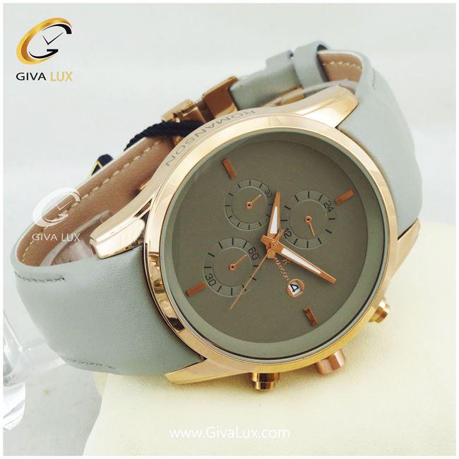 ساعت مچی مردانه طرح سه موتوره رومانسون بندچرمی طوسی