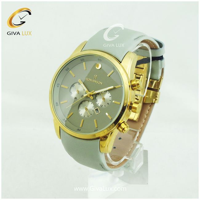 ساعت مچی مردانه طرح سه موتوره رومانسون بندچرمی طوسی