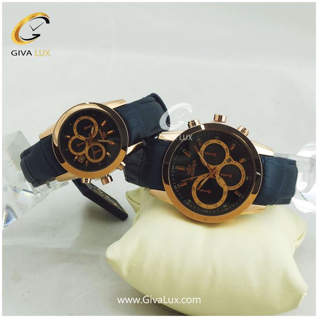 ساعت مچی ست مردانه و زنانه بند سورمه ای الگانس