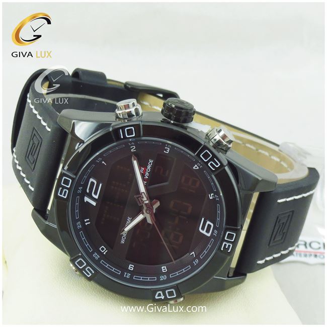 ساعت مچی مردانه بند چرمی دو زمانه ناوی فورس NF9128