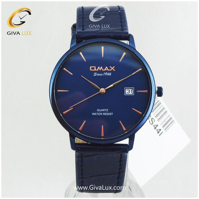 ساعت مچی مردانه بند چرمی سرمه ای OMAX