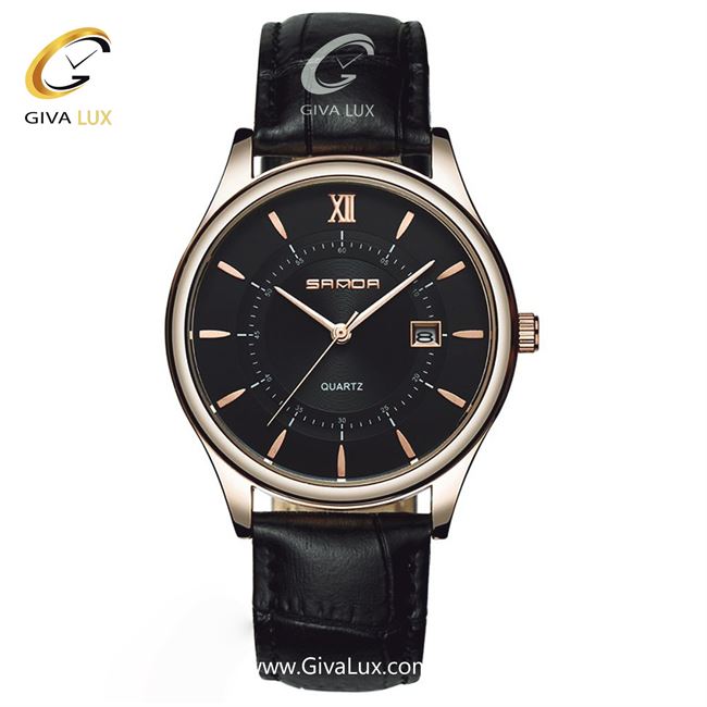 ساعت مچی مردانه بند چرمی مشکی ساندا مدل SANDA 202