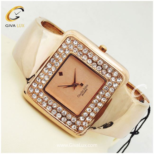 ساعت مچی دستبندی چارلز دلون نگین دار مدل 4871L