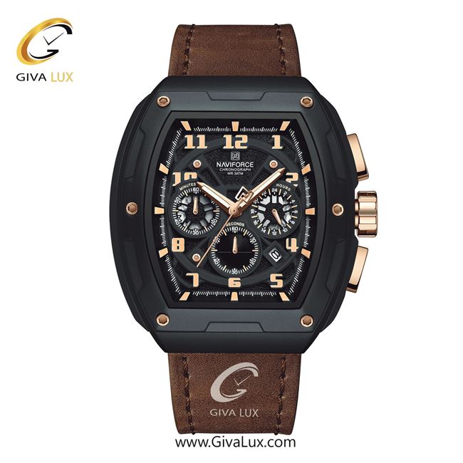 ساعت مچی اورجینال مردانه ناوی فورس|Naviforce|نوی فورس|نیوی فورس سه موتوره کرنوگراف مشکی | قهوه ای| مشکی| کد رفرنس NF8053 B/RG/BN