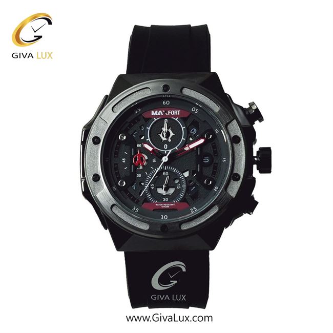 ساعت مچی اورجینال مردانه مکس فورت (MAXFORT) سه موتوره کرنوگراف مشکی | مشکی| مشکی| کد رفرنس MX-111