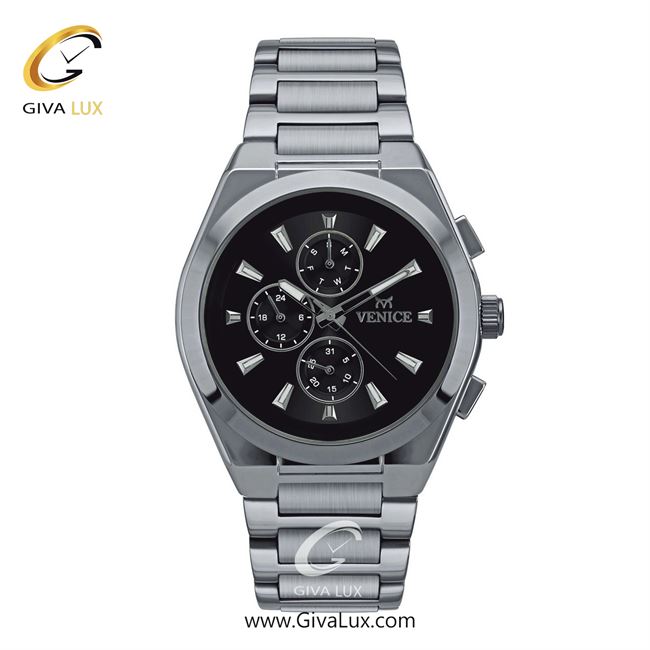 ساعت مچی اورجینال مردانه ونیز سه موتوره فول تایم نقره ای | نقره ای| مشکی| کد رفرنس V801271502