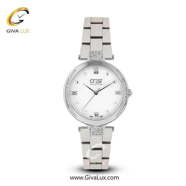 ساعت مچی اورجینال زنانه کرست | Crest  نقره ای | نقره ای| سفید صدفی| کد رفرنس Crest 6002-4