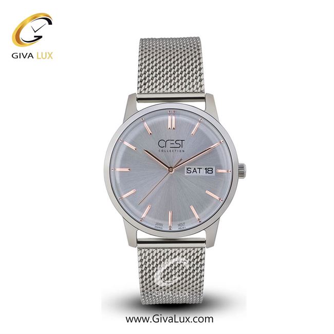 ساعت مچی اورجینال مردانه کرست | Crest  نقره ای | نقره ای| نقره ای| کد رفرنس Crest 6003-1