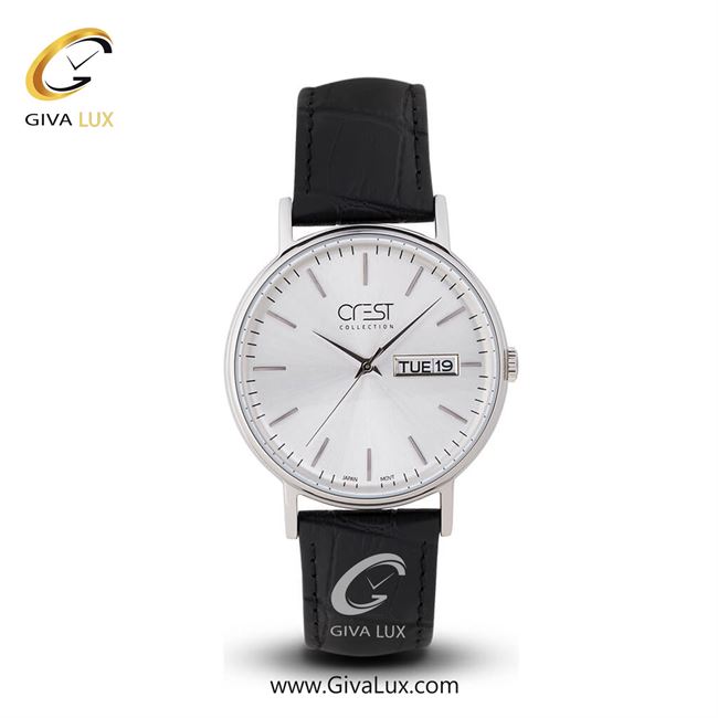 ساعت مچی اورجینال مردانه کرست | Crest  نقره ای | مشکی| نقره ای| کد رفرنس Crest 6004-4