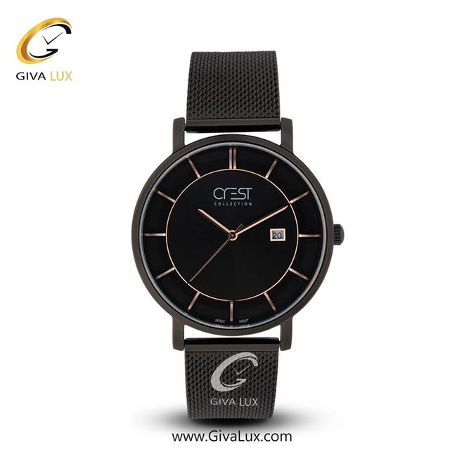 ساعت مچی اورجینال مردانه کرست | Crest  مشکی | مشکی| مشکی| کد رفرنس Crest 6005-5