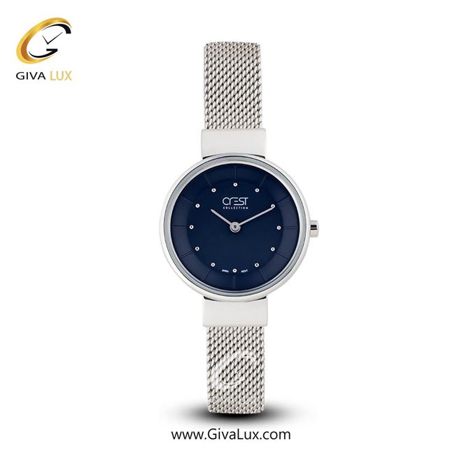 ساعت مچی اورجینال زنانه کرست | Crest  نقره ای | نقره ای| سرمه ای| کد رفرنس Crest 6008-1