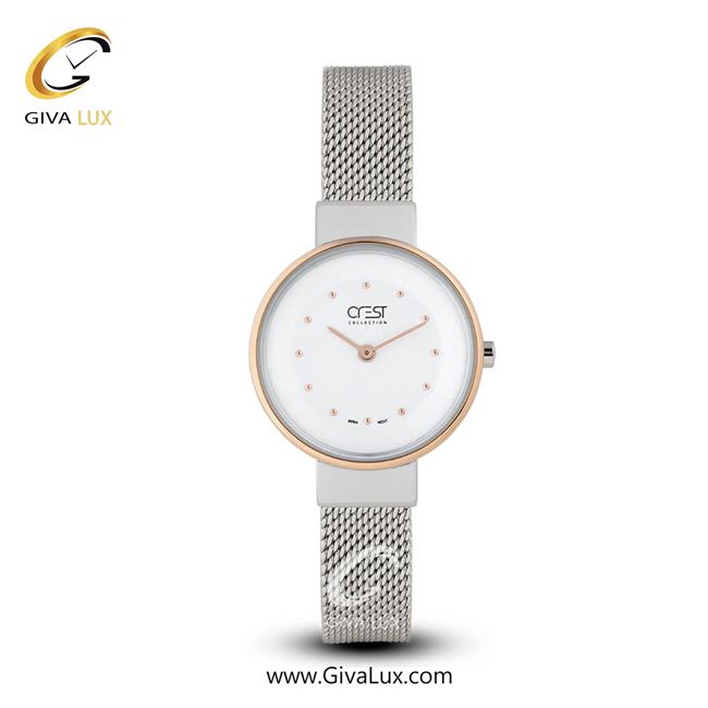 ساعت مچی اورجینال زنانه کرست | Crest  رزگلد | نقره ای| نقره ای| کد رفرنس Crest 6008-2