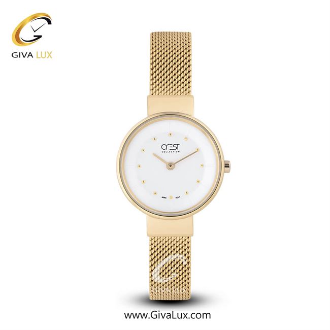 ساعت مچی اورجینال زنانه کرست | Crest  طلایی | طلایی| نقره ای| کد رفرنس Crest 6008-5