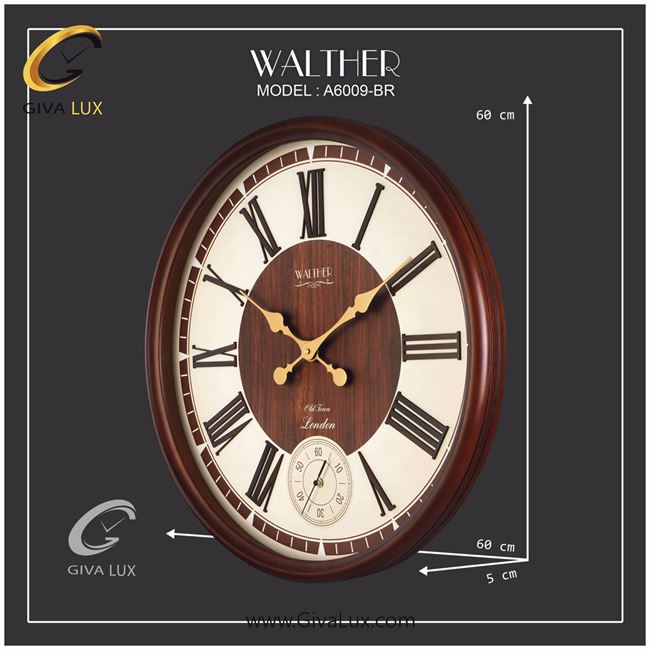 ساعت دیواری اورجینال والتر چوب قهوه ای| کد رفرنس 6009BR 6009-BR-2.jpg
