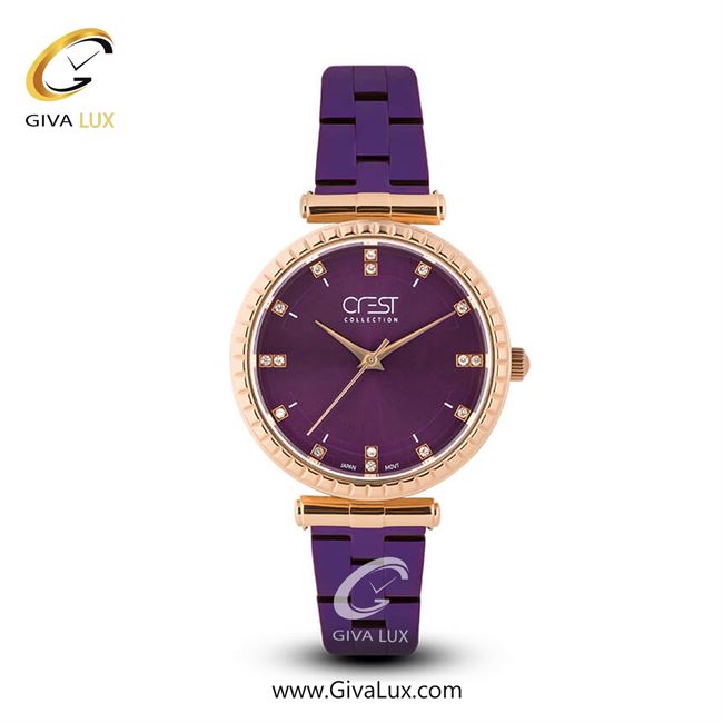 ساعت مچی اورجینال زنانه کرست | Crest  رزگلد | بنفش| بنفش| کد رفرنس Crest 6013-5